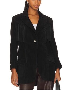 *BROWN Understated Leather Marlboro Fringe Jacket